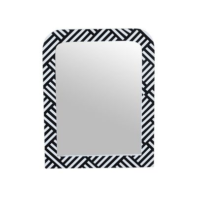 إيكات - مرآة من الخشب الصلب - أسود/أبيض - مع ضمان لمدة عامين